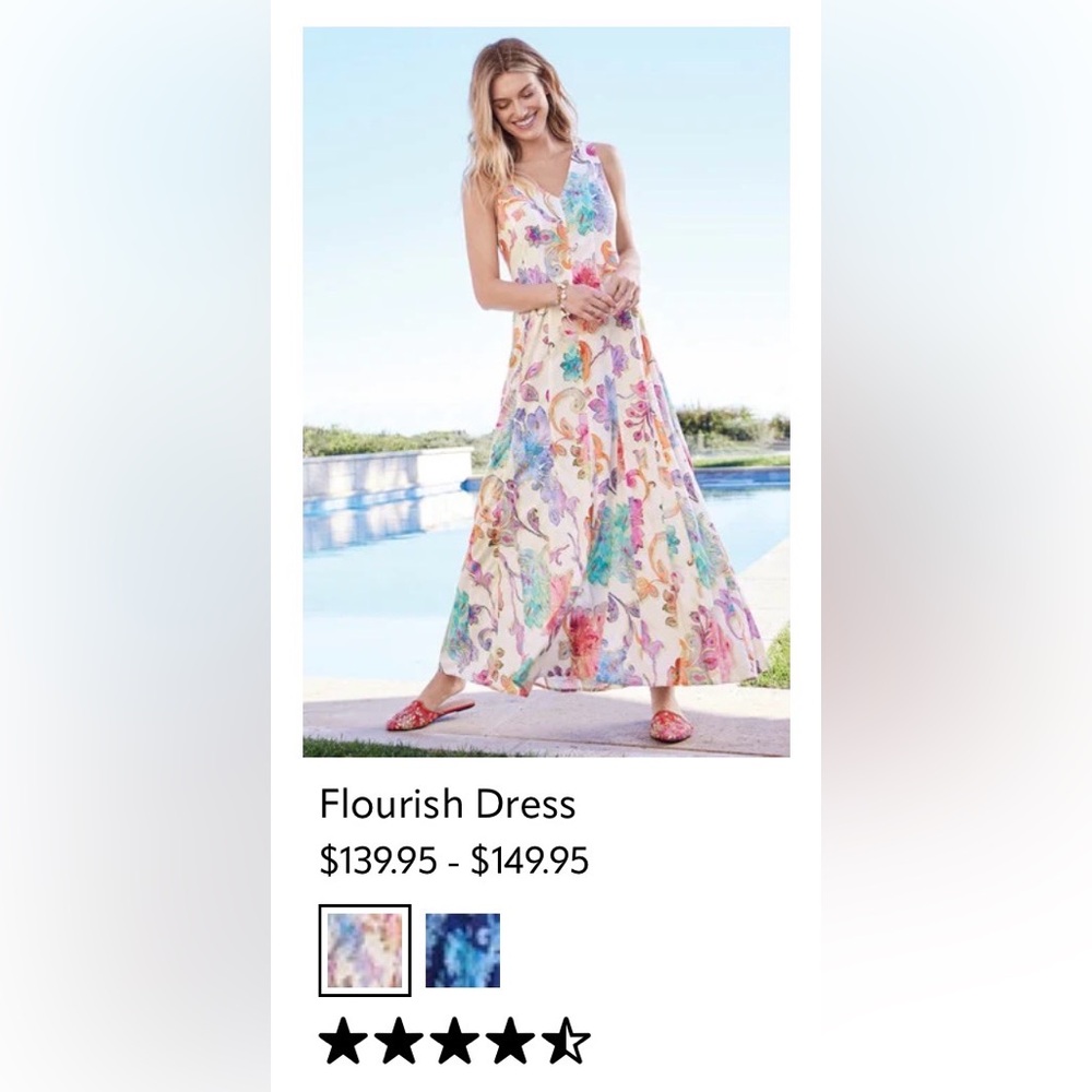 Soft Surroundings Flourish Watercolor Floral Maxi Dress Size L Large - Picture 2 of 16